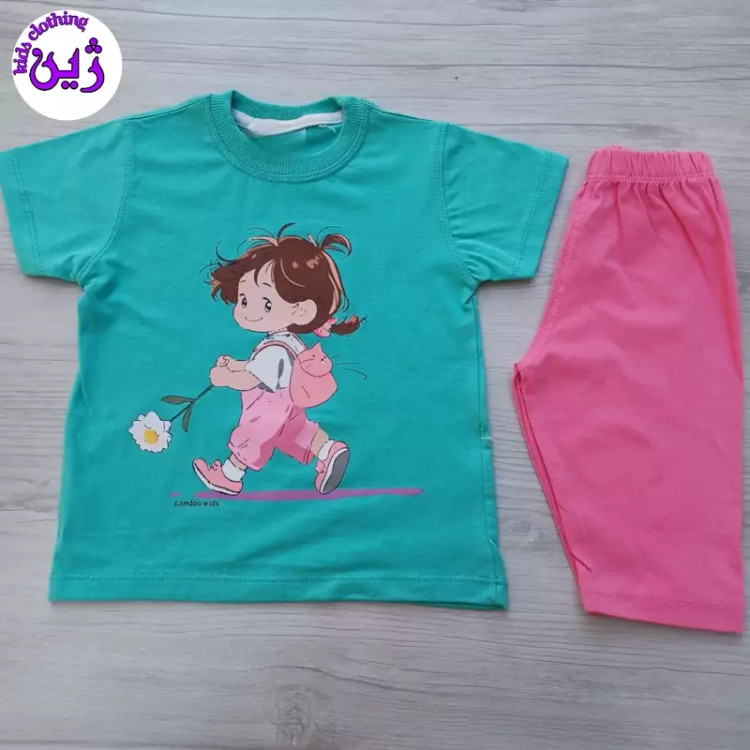 ست تیشرت شلوارک کوله گربه ای سایز 40 تا 55