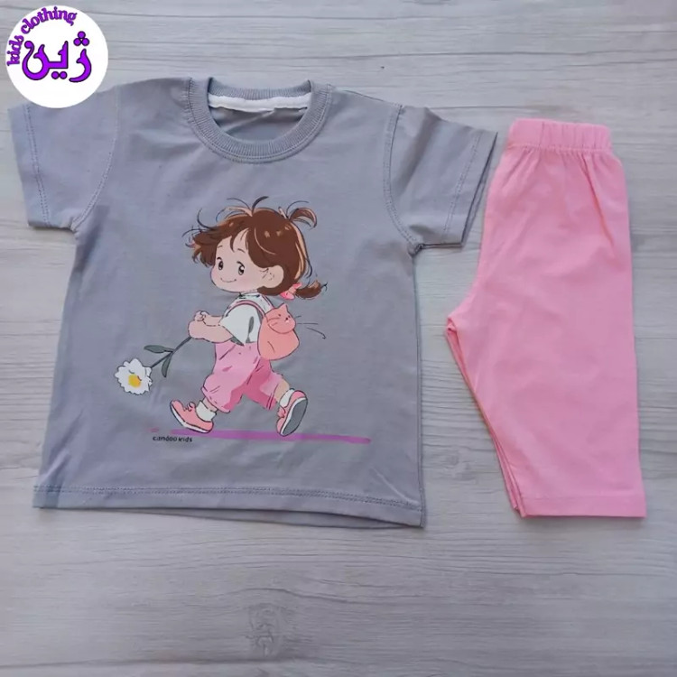 ست تیشرت شلوارک کوله گربه ای سایز 40 تا 55