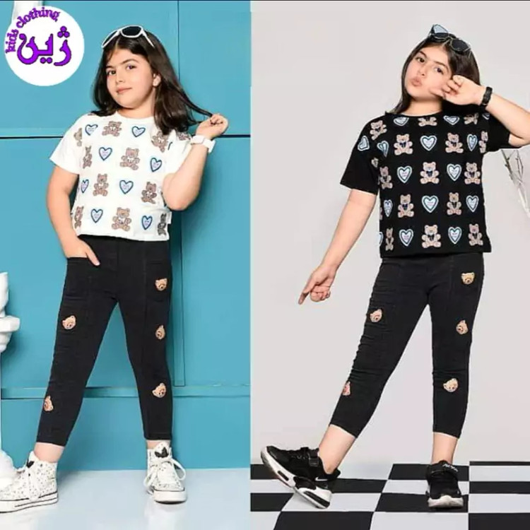 ست کراپ شلوار تدی قلبی سایز 40 تا55