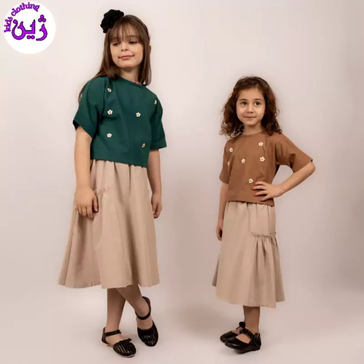 ست بلوز دامن گل بابونه برای 7تا10سال