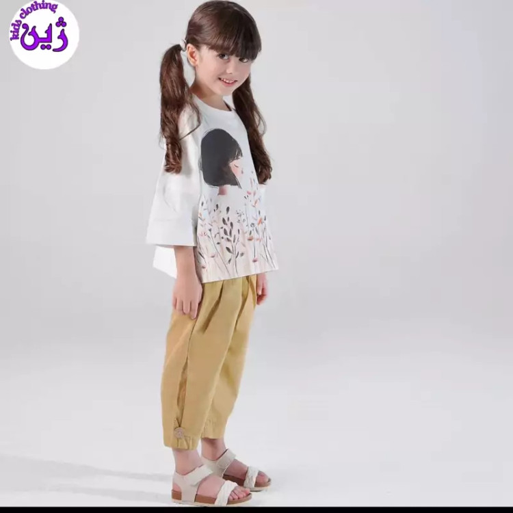 ست کراپ شلوار دختر شالیزار سایز45تا65