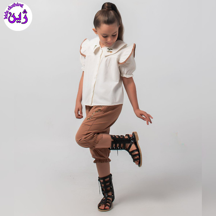 ست شومیز شلوارک گلدوزی برای۴تا۱۰سال