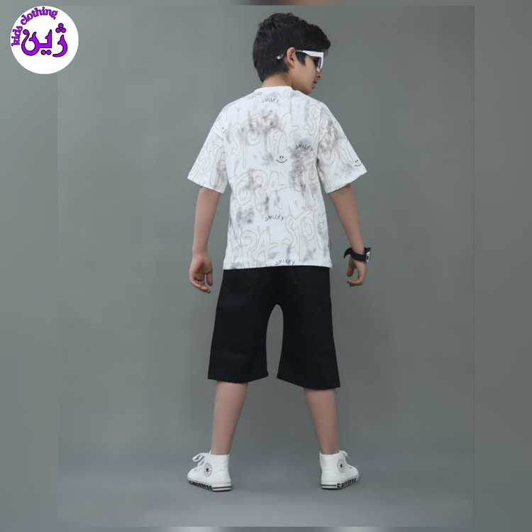 ست تیشرت شلوارک استیکر سایز۴۵تا۵۵