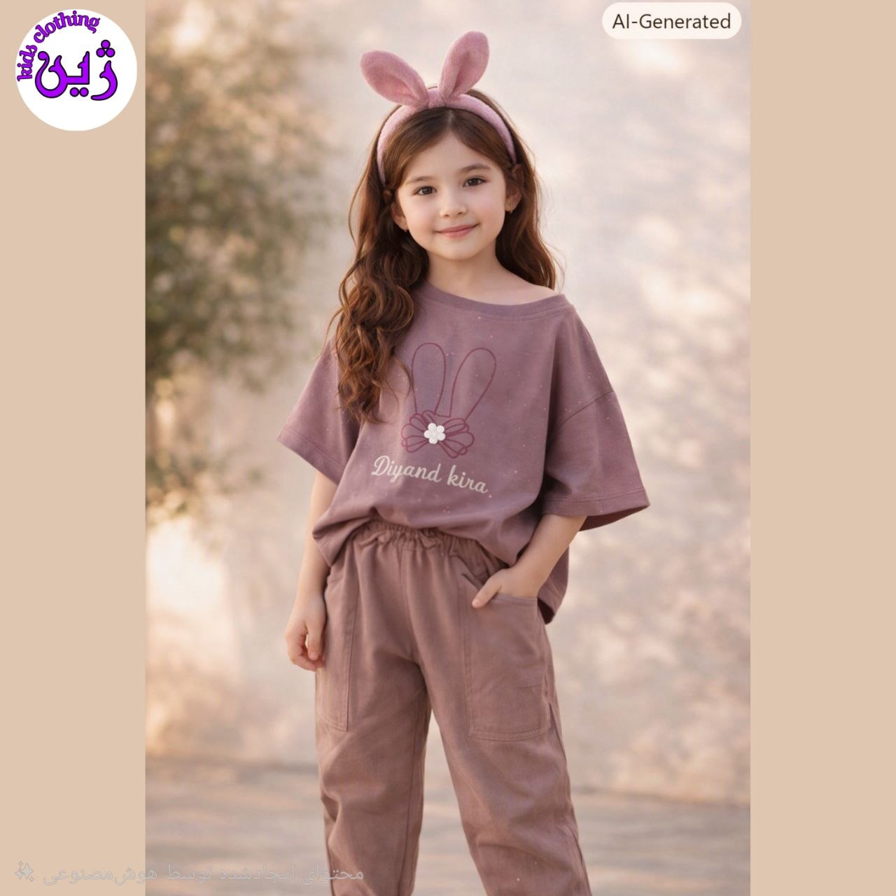 ست تیشرت شلوار خرگوش گلدوزی سایز۳۵تا۵۰