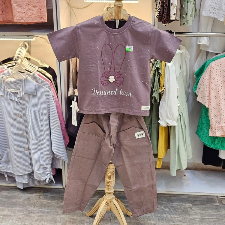 ست تیشرت شلوار خرگوش گلدوزی سایز۳۵تا۵۰